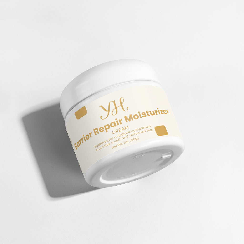 Jar of YH Barrier Repair Moisturizer on a light gray background